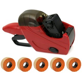 Price Gun Set | UNO C6 Labelling Device | Hand Label with 7,500 Labels in Bright Orange Permanent | Robust and Durable | PB-Onlinehandel