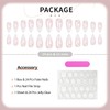 24PCS Pink Glitter Almond Press-On Nails, White and Pink Glossy