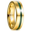 NUNCAD 6 mm Ring Men Women Gold-Plated Ring with Green
