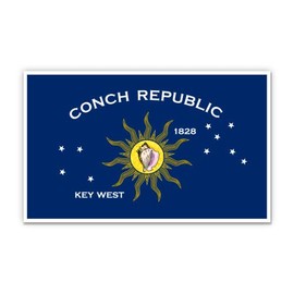 Squiddy Key West Florida Flag - Vinyl Sticker Decal for Phone, Laptop, Water Bottle (3" Wide)