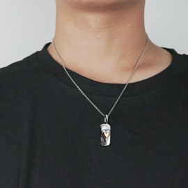 72ore Gifts for Boyfriend Necklace Silver Chain Heart Square Pendant Necklace for Men Bohemian Jewelry Birthday Gifts for Boyfriend