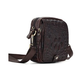 Whatna Crocodile Embossed Cowhide Leather Mini Shoulder Bag, Men's, Mini Waist Bag, For Bikes, Book, Leather, Unisex, Mini Crossbody Bag, Chest Bag, One Shoulder, Lightweight, Brown, brown B