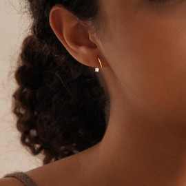 SUFOPE 14K Plated Gold Earrings for Women Dainty Hypoallergenic Cubic Zirconia Earring Minimalist Sparkly Diamond Earrings Jewelry for Gifts