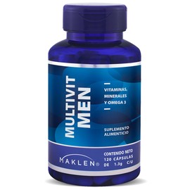 MULTIVIT MEN - Maklen Multivitaminico para Hombre + Omega 3 - Vitaminas y Minerales Esenciales para Salud Masculina - 120 Softgels de 1,300 mg