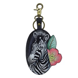 Anuschka Women's Genuine Leather Bag Charm - Hand-Painted Material - Playful Zebras, Playful Zebras