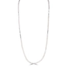 GEMISTRY Silver Plated Brass Rose Quartz Beaded Wrap Bracelet or Necklace, 35 Inches