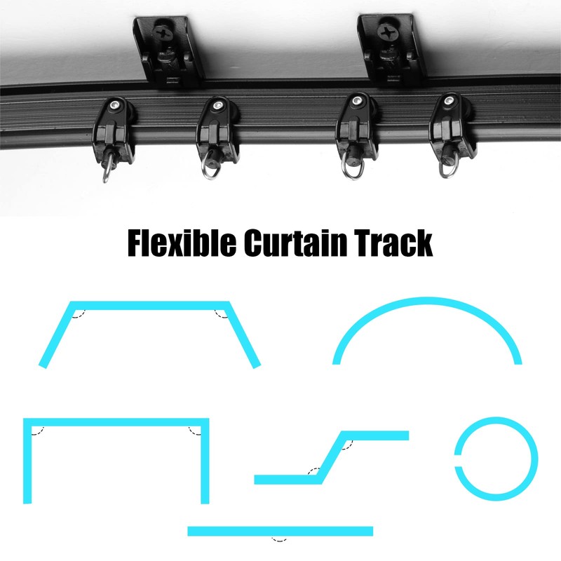 Jetec Curtain Tracks Ceiling Flexible Curtain Track Bendable Rail Curved