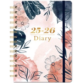 Academic Diary 2025-2026 - A5 2025-2026 Diary from Aug. 2025 to Jul. 2026, Diary 2025-2026 Week to View with Twin-wire Binding, Hard Cover, Elastic Closure, 21.5 x 15.5 x 1.5 cm