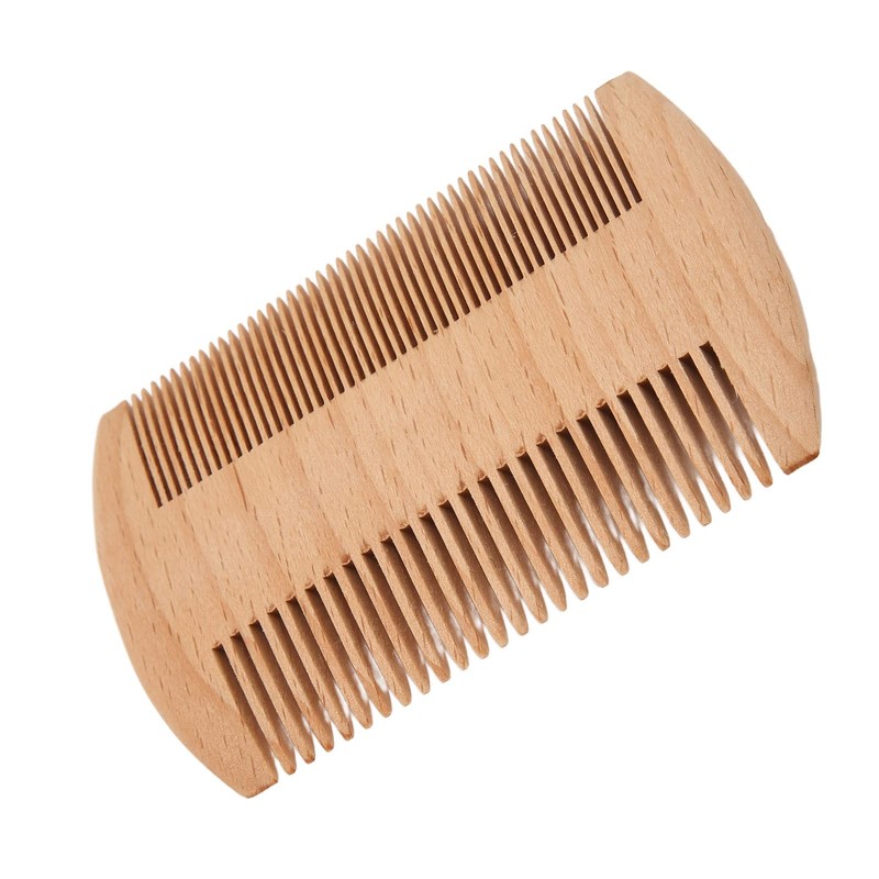 Lice Comb, Wooden Beard Comb, Professional Portable Double Sided Fine