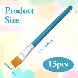 Pack of 13 Brushes, Acrylic Paint, Flat Acrylic Brush, 24 mm Wide Large Nylon Brush, Detail Brush, Blue Brush Set, for Artists, Adults, Students, Acrylic Painting, Oil Painting, Gouache