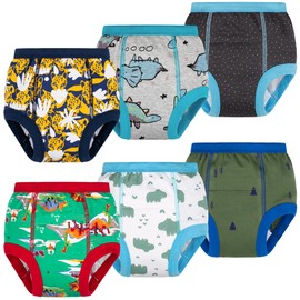 BIG ELEPHANT 6-Pack Potty Training Pants – 100% Cotton Absorbent Toddler Underwear for Boys and Girls, 5-6Y