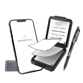 Rocketbook Rocketbook Reusable Sticky Notes Starter Pack with Storage Case, Pen, and Towel, 3"x3", 15 Black Notes - Dotted Paper, App-Connected, Erasable, Reusable Adhesive, Ideal for to-Do Lists