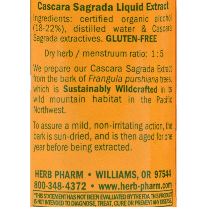 Herb Pharm Cascara Sagrada Liquid Extract for Digestive Support -