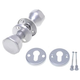 Aqbau® Door Knob Rotatable with Rosette PZ | Button Push | Door Knob | Complete Set Door Knobs Including Bolts and Screws (Silver)