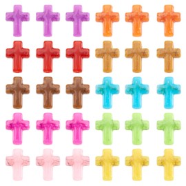 Cheriswelry 100Pcs Acrylic Cross Beads Colorful Crucifix Loose Spacer Beads Turquoise Cross Beads 16x12.5x4.5mm for DIY Crafts Necklace Bracelet Earring Jewelry Making Christmas Decor