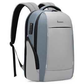 FABIEN CHERON Laptop Backpack for Men,17.3 Inch Professional Backpack for Travel Carry on Flight Approved,Anti Theft Backpack with Lock and USB Charging Port(Grey)