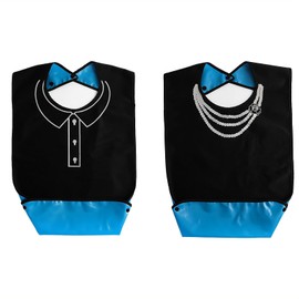 Adult Bibs Elderly Reusable Adult Bibs for Eating, Washable Waterproof Mealtime Clothing Protectors with Crumb Catcher, Necklace and POLO Shirt Design