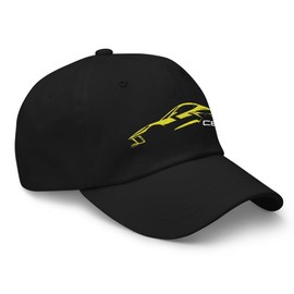 2024 Sports Car C8 dad hat for Corvette Drivers Accelerate Yellow Minimalist Silhouette Custom Cap