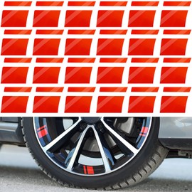 24 Pcs Wheel Rims Decal Stripes Reflective Car Stickers Wheel Hub Stickers Automotive Decals for 18-21 Inch Wheels Tire Rim Safety Automotive Exterior Accessories (Red)