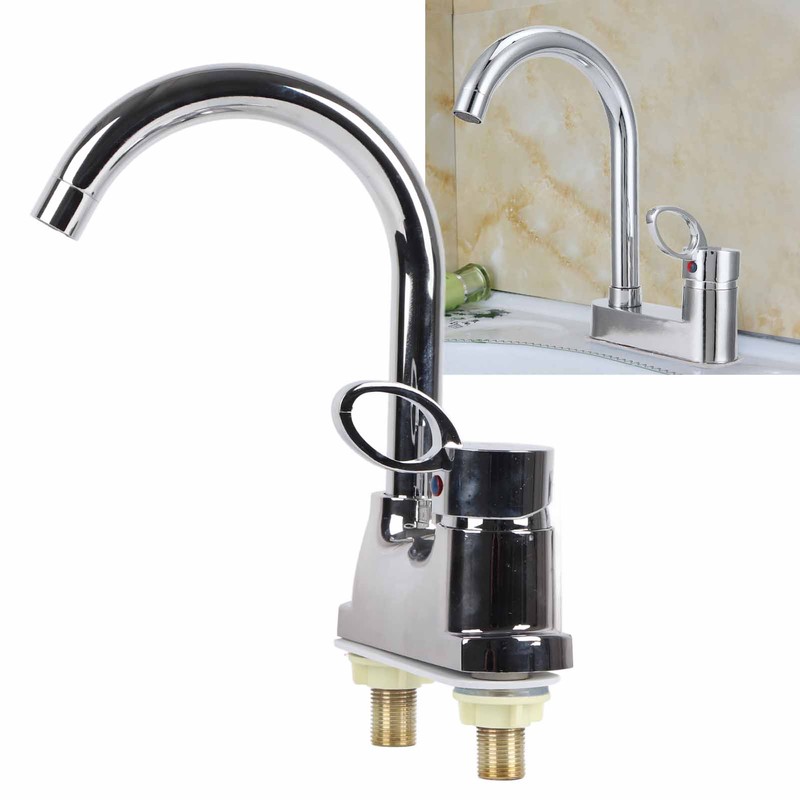 G1/2 Bathroom Basin Faucet Hot and Cold Water Mixer Dual‑Hole