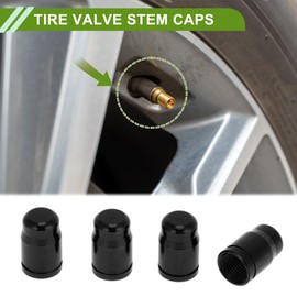 HOPESPANNER Tire Valve Stem Caps Decorative Black Polished Surface Tyre Valve Dust Covers 7x16mm Aluminum Alloy 4 Pcs