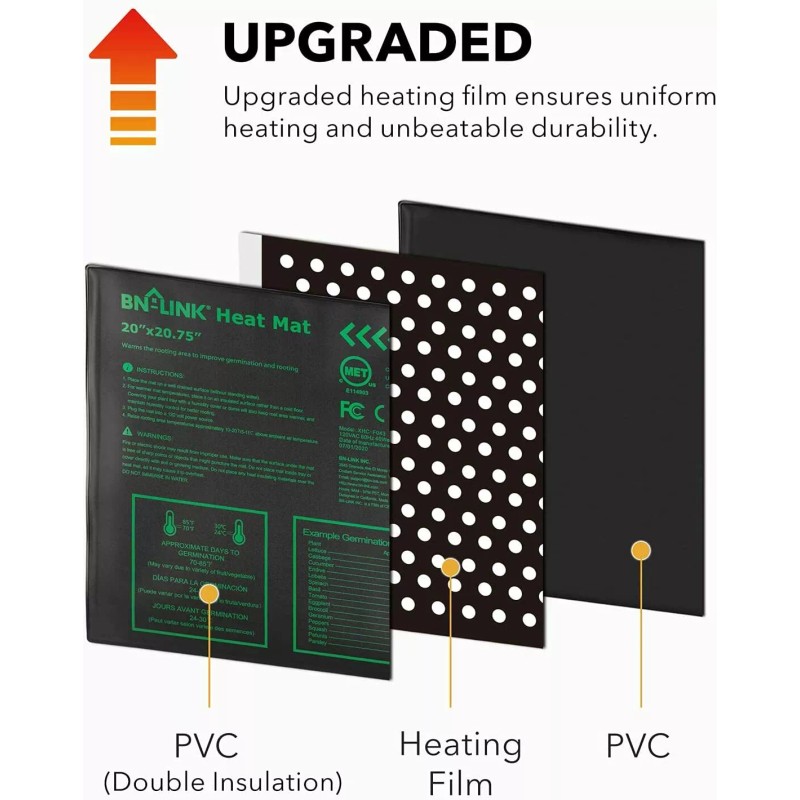 BN-LINK Heating Thermostat Outlet Controller Seedling Heat Mat Pad 20"