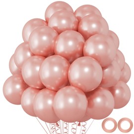12inch Pearl Pink Balloons, 50pcs Double -Stuffed Pearl Baby Pink Balloons for Wedding Birthday Bridal Shower Engagement Anniversary Party Decorations