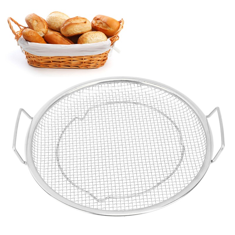 Stainless Steel Fruit Basket Double Handles Metal Mesh Drain Round