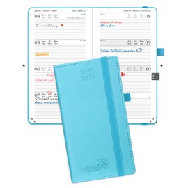 POPRUN Pocket Calendar 2025 2026 Small 16.5 x 9 cm (Aug.2025-Dec.2026) - Calendar 2025 2026 Small with PU Leather - Diary Planner 1 Week 2 Pages with Pen Loop - Teal Green