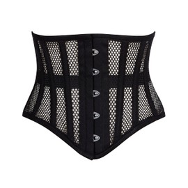Heavy Duty Underbust Steel Boned Waist Trainer Cincnher Womens Waspie Mesh Corset (as1, alpha, 3x_l, regular, regular, Black)