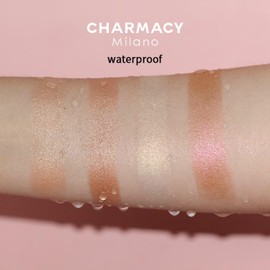 CHARMACY Highlighter Makeup Palette Shimmer Contour Powder Waterproof Long-Lasting, Brightens Face Highlighter Powder Shimmer Highlight Palette Suit All Skin Tones #04