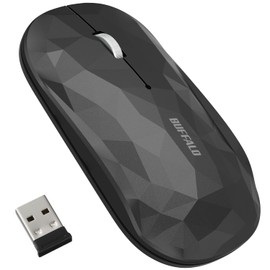 Buffalo BSMBW335GBK Wireless Mobile Mouse, 2.4 GHz Receiver, Flexius, Thin, Lightweight, 3 Buttons, Wireless, Silent, BlueLED, MIL Standard Compliant, DPI Switching (600/1200), Presentation Mode,