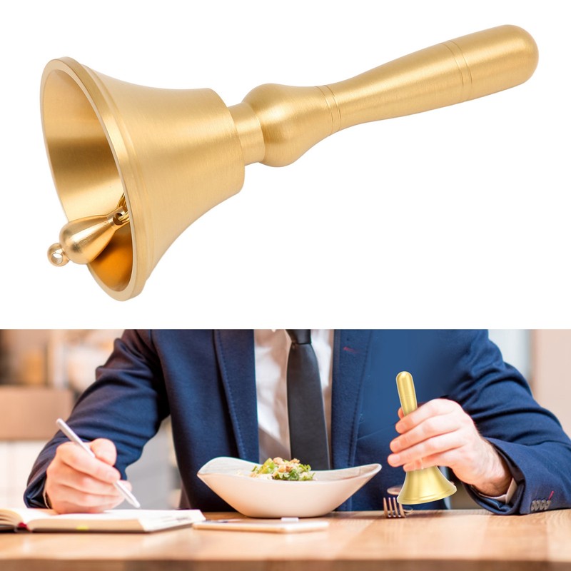 Hand Call Bell Easy Cleaning Portable Brass Material 13x6.5cm Decorative