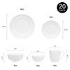 QOUTIQUE Bone China Dinnerware, 20PC Set, Service for 4, White