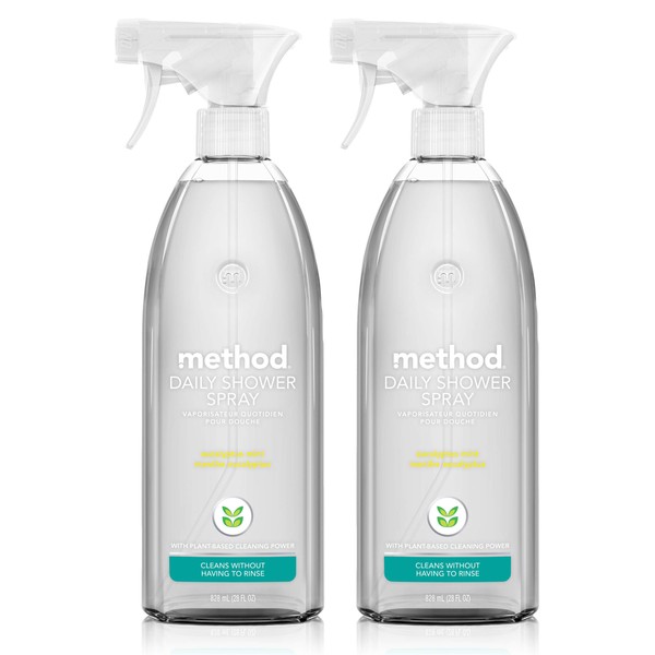 Method Daily Shower Spray Cleaner, Eucalyptus Mint, 28 Ounce, 2 pack, Packaging May Vary