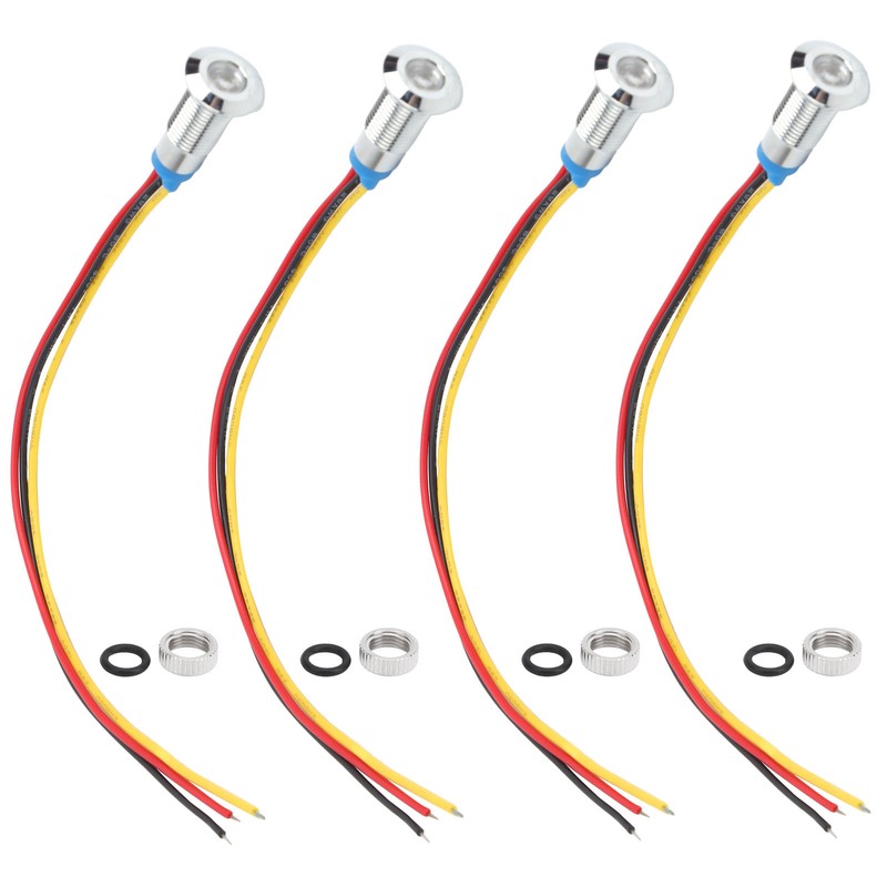 4 Sets PreWired Round LEDs 2Color Waterproof Metal Lights Common