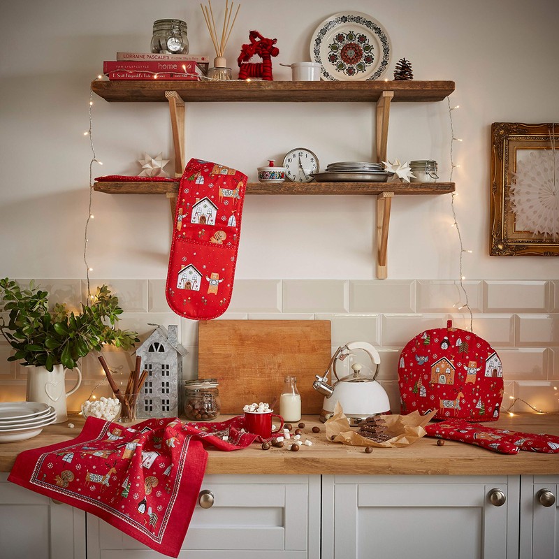 Ulster Weaver Festive Friends Cotton Tea Towel, Red