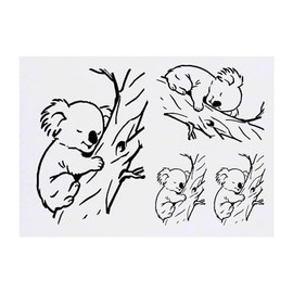 4 x 'Koala Napping In Tree' Temporary Tattoos - Water Resistant, Skin-Safe, Non-Toxic Transfers, Mixed Sizes (TO00071448)