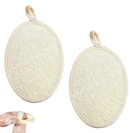 2 PCS Natural Loofah, Exfoliating Sponge, Loofah Sponge, Shower Loofah, Hang Biodegradable Shower Sponges, for Adults Women Men(11 * 16cm Beige)