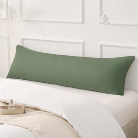 Jellymoni Cushion Cover 40 x 145 cm Cotton Set of 2 Green Oeko-Tex 100% Washed Cotton Pillowcase with Hidden Zip Soft 2 Piece Cushion Covers for Cushions 40 x 145 cm