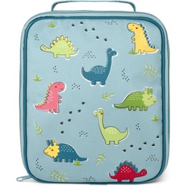 Boys Lunch Box, Dino Blue Insulated Lunch Bag for Kids, Perfect for Nursery School, Tiny to Tots Meal Prep Tote Bag for Children with Carry Handle (Dino Lunch Box)
