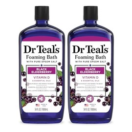 Dr Teal's Dr Teal's Foaming Bath with Pure Epsom Salt, Black Elderberry with Vitamin D, 34 fl oz (Pack of 2)