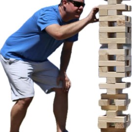 Giant Fun Games Tumble Tower Game Timbers Wood 54 Blocks Outdoor Jumbo Stacking Game for Yard and Lawn Fun, Ideal Gift for Kids and Weddings - Storage Case: Game Blocks only
