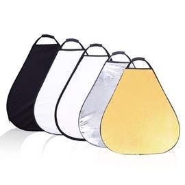 REFLEX CAMERA 5-in-1 Triangle Photography Reflector 80cm | Gold Silver White Transparent Black | Single-Hand Grip | Portable Durable Light Reflector with Carrying Case (80cm (31.5in))