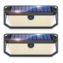 SyouHome Solar Lights Outdoor, 4000LM 380 LEDs Solar Motion Lights Outdoor Waterproof, 3 Modes 270° Wide Angle Solar Security Lights for Stairways/Front Door/Garage/Deck（2 Pack）