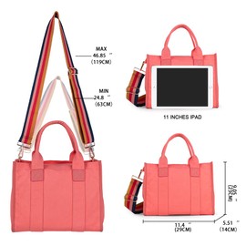Canvas Tote Bag for Women with Zipper and Adjustable Strap - Top Handle and Crossbody Styles