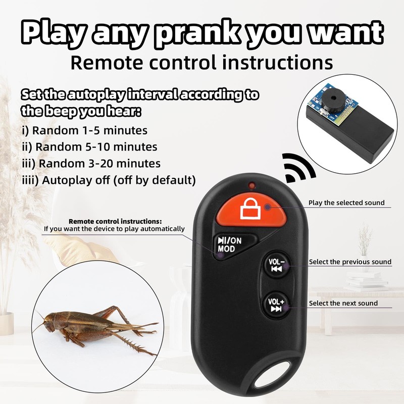 BTFO Cricket Noise Maker and Remote Control Annoying Noise Machine,