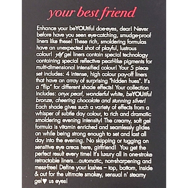 YBF Gel us 5-piece set of gel eyeliners, new in