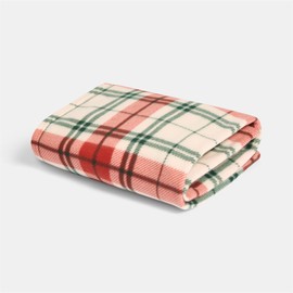 OHS Fleece Throw Blanket for Bed, Soft Warm Cosy Christmas Check Polar Fleece Blanket Over Sofa Couch Lightweight Single Bed Throws Gifts for Women Men Kids, Red/White - 120 x 150cm