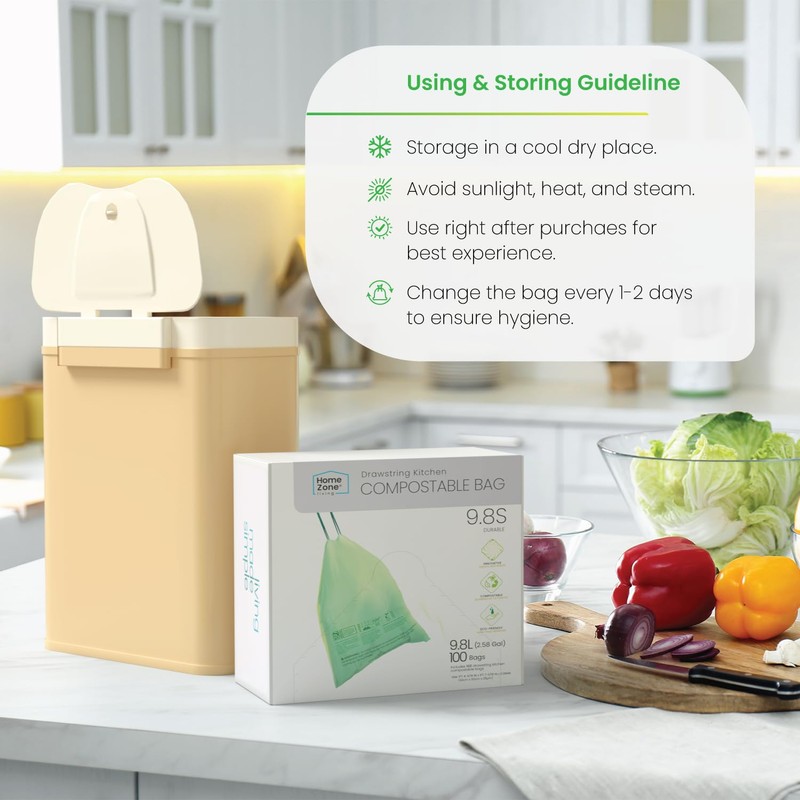 Home Zone Living 2.58 Gallon Small Compost Kitchen Trash Bags